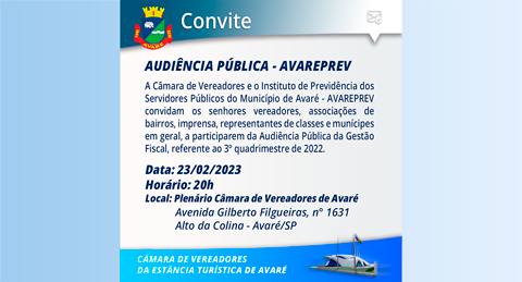 Audiência Pública - AVAREPREV - 3º quadrimestre de 2022