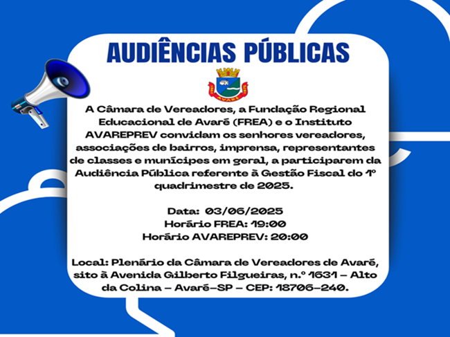 Câmara promove audiências públicas da FREA e do Instituto AVAREPREV